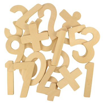 Dřevěné číslice a matematická znaménka