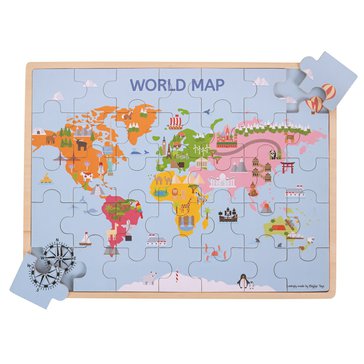 Dřevěná puzzle mapa světa Dřevěná puzzle mapa světa