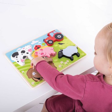 Vkládací puzzle farma – první dřevěné puzzle