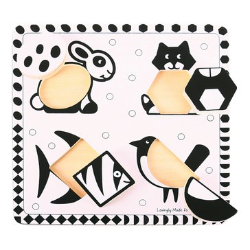 Dřevěné vkládací puzzle černobílé tvary 2 Dřevěné vkládací puzzle černobílé tvary 2