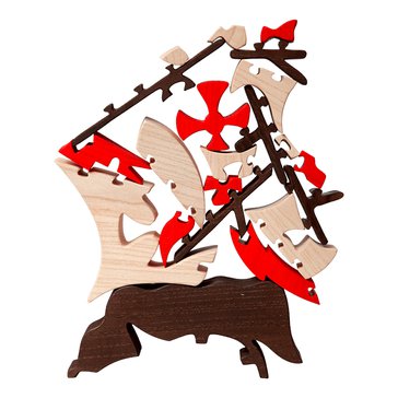 Dřevěné puzzle Loď Santa Maria – rozvoj motoriky a poznávání tvarů