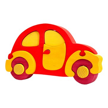 Dřevěné puzzle Auto Brouk – rozvoj motoriky a poznávání tvarů