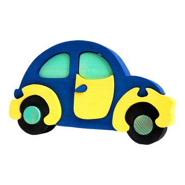 Dřevěné puzzle Modrý Brouk – rozvoj motoriky a poznávání tvarů