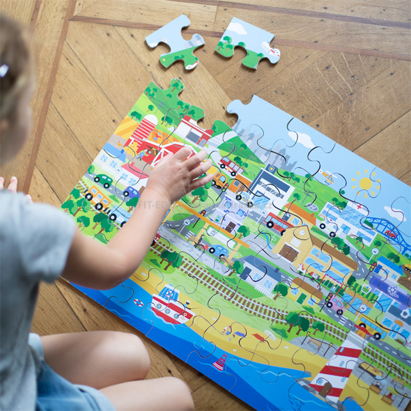 Podlahové puzzle Město – 48 dřevěných dílků
