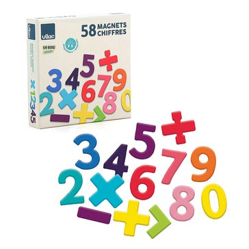 Dřevěné magnetické číslice 58 ks Dřevěné magnetické číslice 58 ks