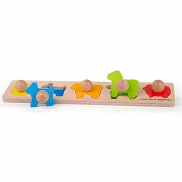 Dřevěné vkládací puzzle Zvířata s úchyty