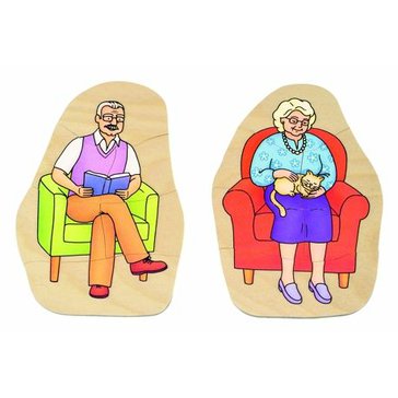 Babička a dědeček - dřevěné vývojové puzzle