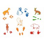 Razítka "Zvířátka a stopy" – set 12 ks, úchyty 7,5 cm