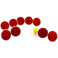 Sada razítek "List a plod" - 12 ks, úchyty 7,5 cm