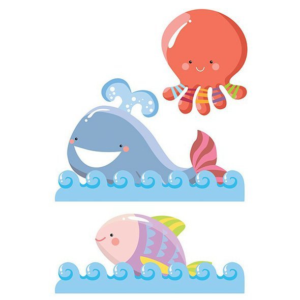 Velké dekorace na stěnu"velryba,chobotnice,ryba"