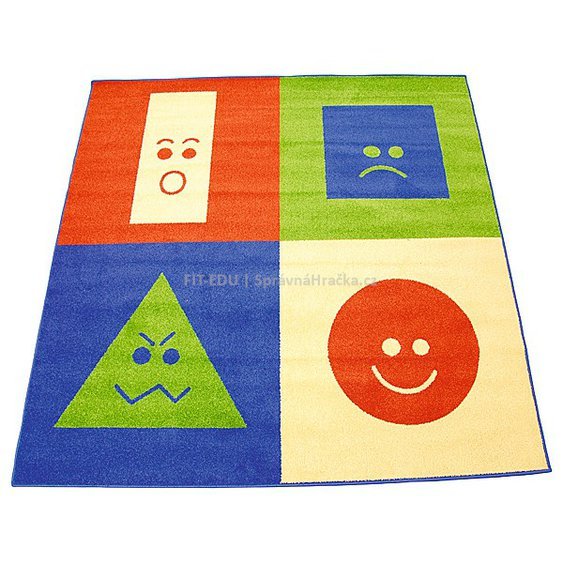 Koberec  "Emoce" dětský koberec s motivy emoce a Geometrickými tvary  2 x 2 m