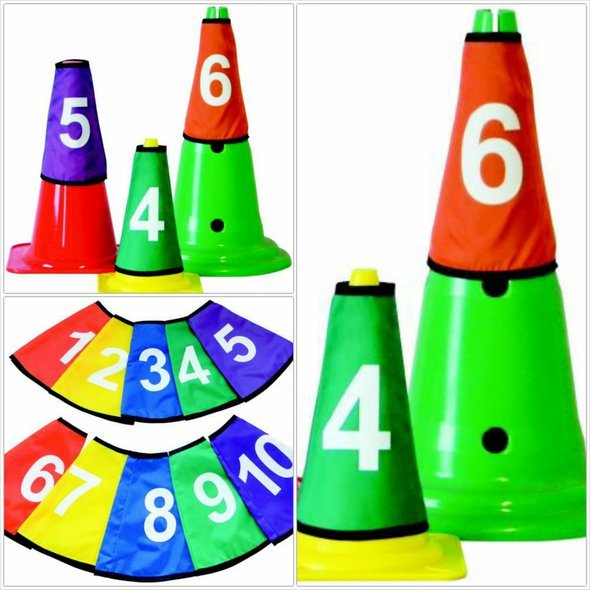 Návleky na kužele (číslice 1-10) - set návleků v 5 různých barvách