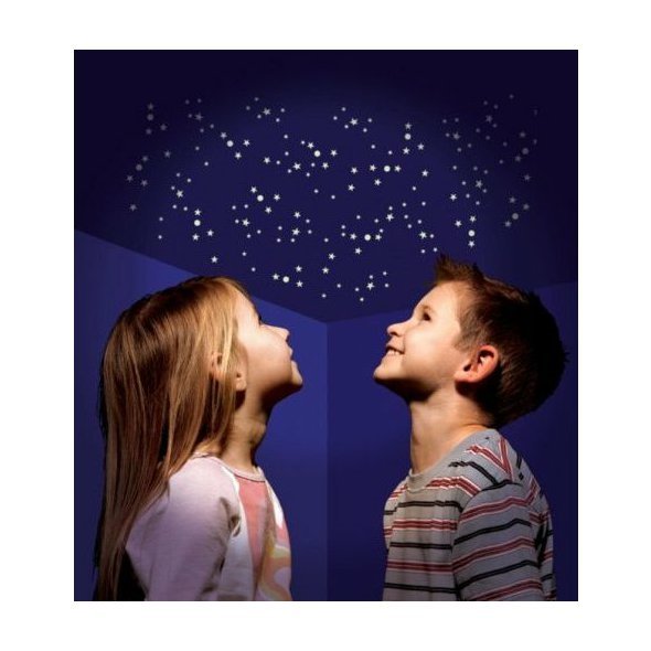 GlowStars 350 nálepek - hvězdičky různých velikostí ve tmě svítící
