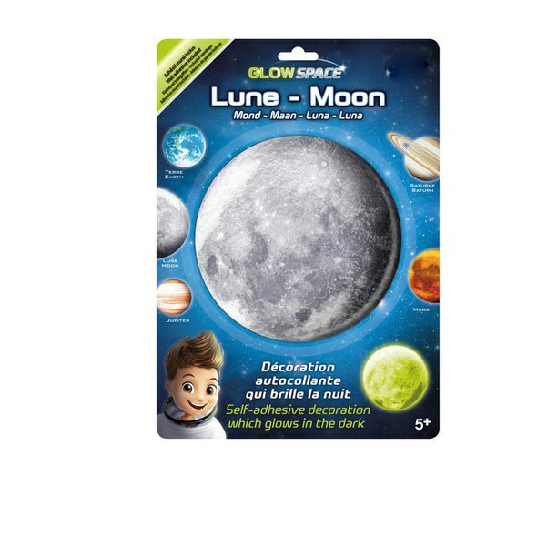 Ve tmě svítící nalepovací 3D dekorace na zeď/strop  "Měsíc "